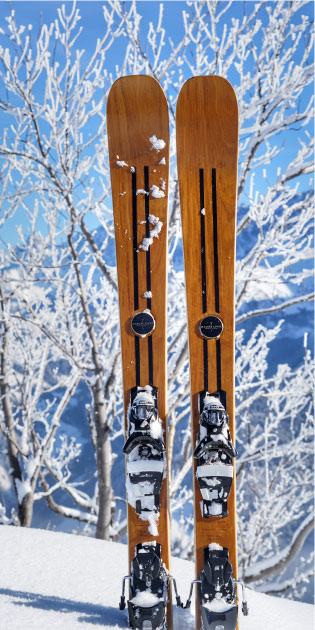 wood ski et ski en bois